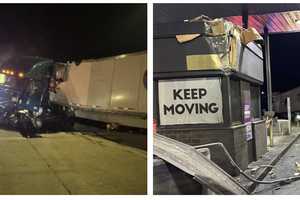 Tractor-Trailer Crashes Into PA Turnpike Toll Booth, Driver Injured