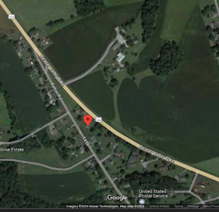 A map showing 1420 Beaver Valley Pike in Strasburg Township where the teenage girl was found dead.