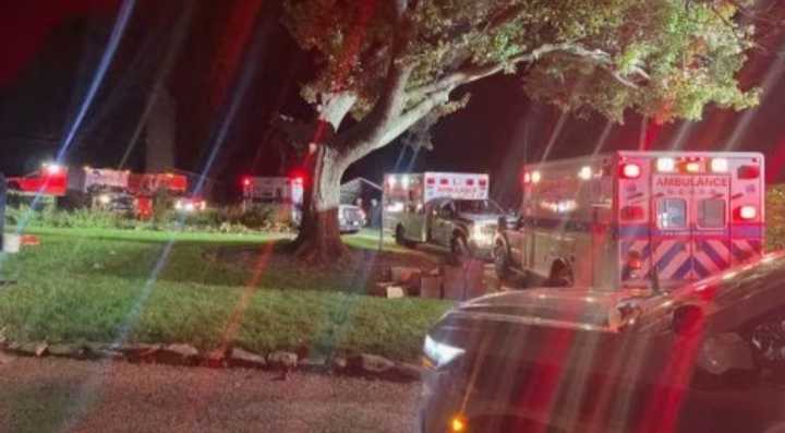 First responders on the scene of the "toxic mushroom" incident on an Amish farm in York County, Pennsylvania.