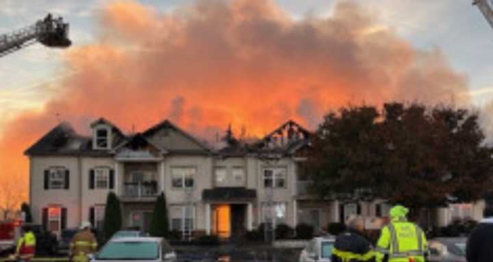 The scene of the apartment fire in Warwick.