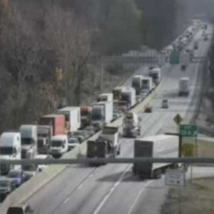 The traffic delays due to the crash on Interstate 83.