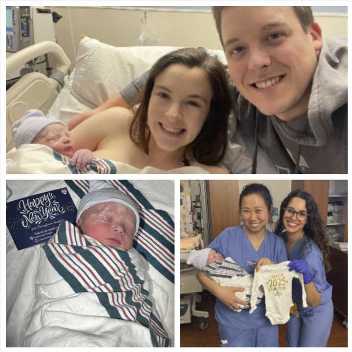 Parents Jenna and Ryan Mahoney and their new little baby, Callum Patrick Mahoney,