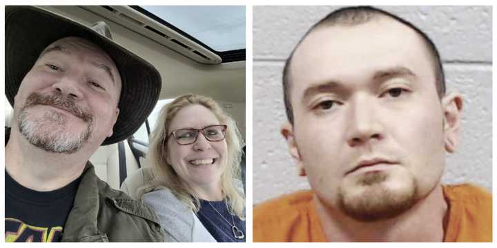 Noah Richard Tribioli (right) who is accused of shooting his dad, Steve Tribioli (left) and killing his stepmom, Jo Dee Tribioli.