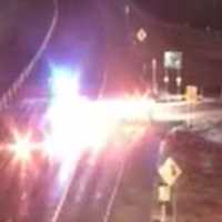 <p>Police closing off the area where the crash happened on I-81 near Lebanon.&nbsp;</p>