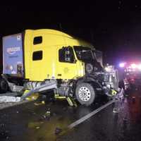 <p>The scene of the Amazon tractor-trailer crash on Route 15 in Upper Allen Township. </p>