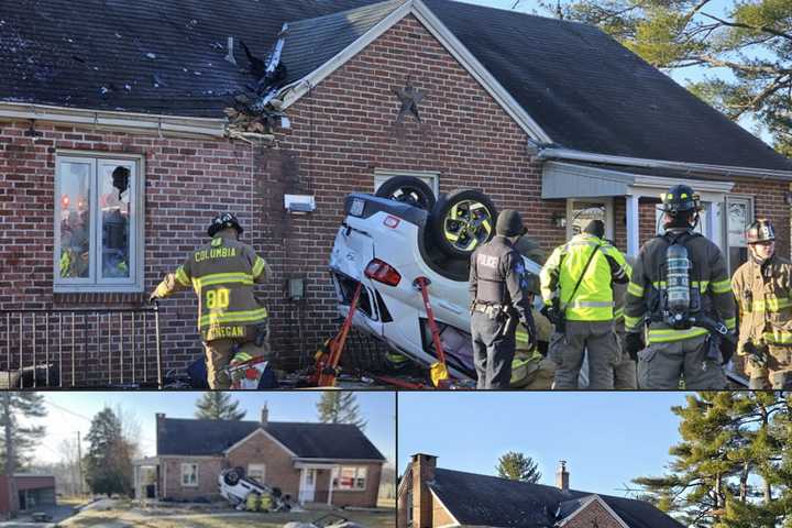 Vehicle Overturns Into Central PA Brick Home, Trapping Two: Fire Officials