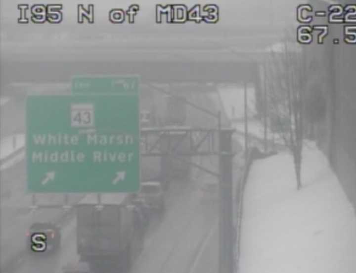 The scene of a crash on I-95 near White Marsh Boulevard.