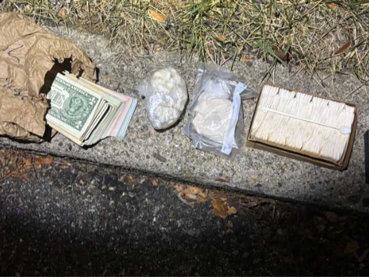 Peekskill resident Corey Blair was allegedly caught with crack cocaine, heroin, fentanyl, and over $5,000 in cash as shown in the above photo, police said. 