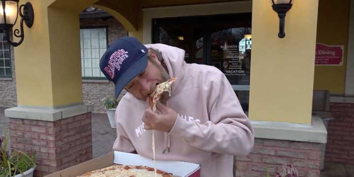 Dave Portnoy at Pizza John's in Essex.