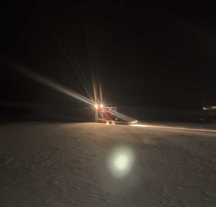 The Lumberland Fire Department's airboat rescues the man and woman.&nbsp;