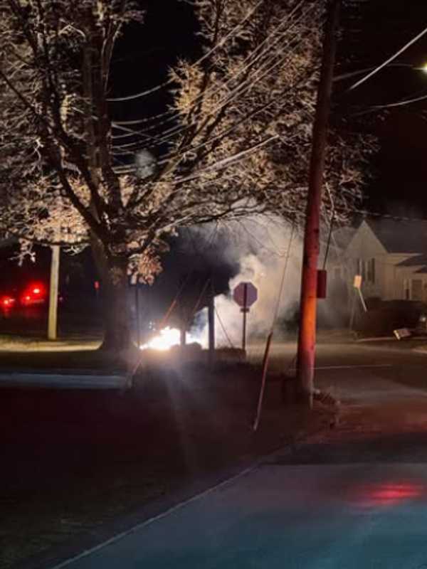 Live Wires Spark Blaze On Port Chester Street (VIDEO)