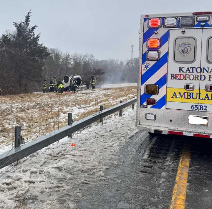 The crash scene on I-684 in Katonah.&nbsp;