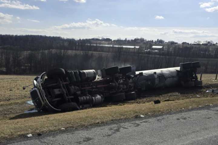 Tanker Truck Overturns, Closes Route 501 In Lancaster County