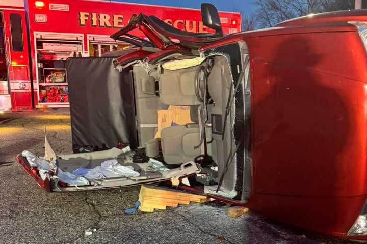 Fire Crews Cut Driver From Overturned Car In Waterford