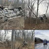 Car Flips Onto Roof In Franklin County Crash, Driver Hospitalized: Fire Crews (PHOTOS)