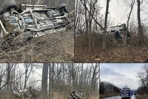 Car Flips Onto Roof In Franklin County Crash, Driver Hospitalized: Fire Crews (PHOTOS)