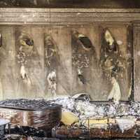 <p>The interior of the firebombed Pennsylvania Governor's Mansion. 
  
</p>
