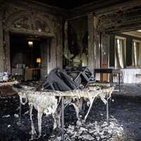 <p>The interior of the firebombed Pennsylvania Governor's Mansion. </p>