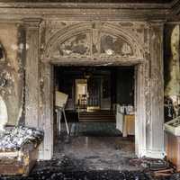 <p>The interior of the firebombed Pennsylvania Governor's Mansion. </p>