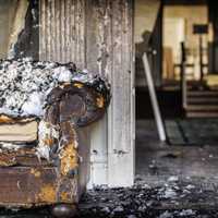 <p>The interior of the firebombed Pennsylvania Governor's Mansion. </p>