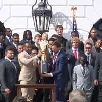<p>Vice President JD Vance fumbling the championship trophy.</p>