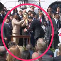 <p>Vice President JD Vance fumbling the championship trophy.</p>