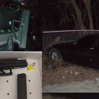 <p>Police released images of the guns recovered, as well as a photo of the crash scene. </p>
