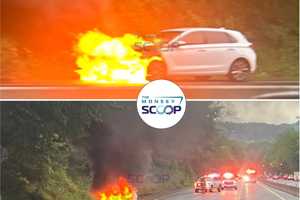 Flames Engulf Car On Route 59 In West Nyack
