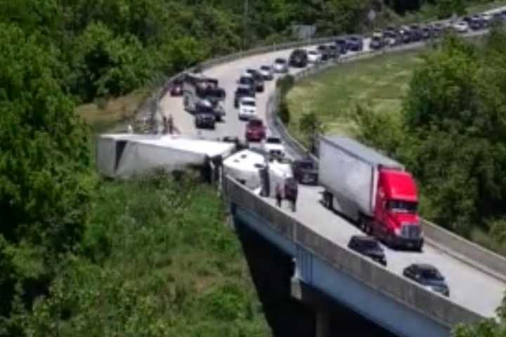 Tractor-Trailer Overturns On I-81 Ramp In Dauphin County, Causing Holiday Delays