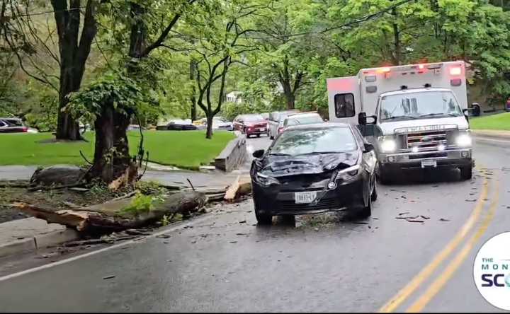 The scene of the crash in Monsey near the intersection of West Maple Avenue and Saddle River Road. 