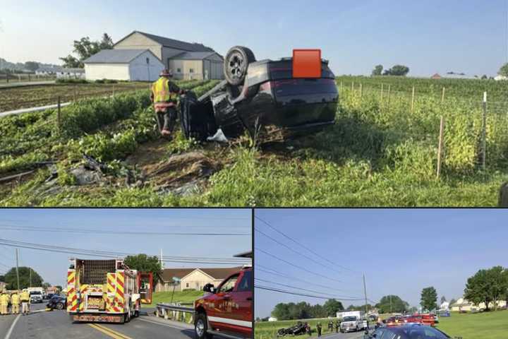 SUV Flips Onto Roof In Lancaster County Crash (PHOTOS)