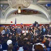 <p>Robert F. Kennedy delivers remarks to a crowd at the Ambassador Hotel in Los Angeles moments before his assassination on June 5, 1968.
  
</p>