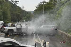 MASS CASUALTY: Pickup Slams SUV Into Bridge In Fiery 3-Car Crash Schuylkill County (DEVELOPING)