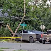 Tesla Cybertruck Crashes In Spring Valley, Snaps Utility Pole In Two