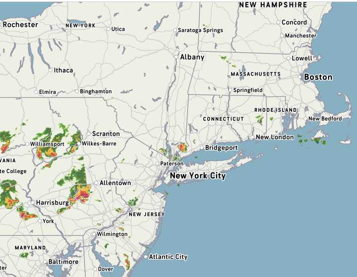 A look at scattered storms, some severe, moving from west to east at around 7 p.m. Wednesday, June 25.