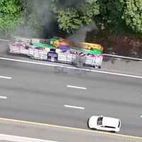 Carnival Trailer Catches Fire, Snarls Traffic On I-87 In NY (UPDATE)