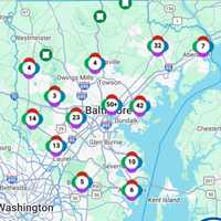 <p>BGE Outage Map on July 1.</p>
