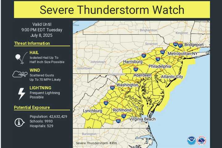 Severe Thunderstorm Watch Issued For Fairfield County