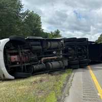 Water Wreck Snarls I-91: Bottled-Water Truck Flips, Driver Hurt