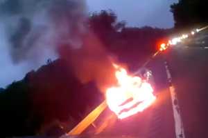 WATCH: Early Morning Car Blaze Erupts On Taconic Parkway In Yorktown