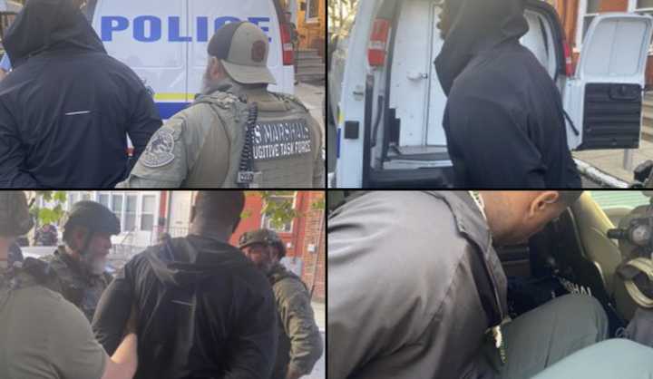Amir Jones getting arrested by US Marshals following a standoff in Philadelphia more than a year after a shooting. 