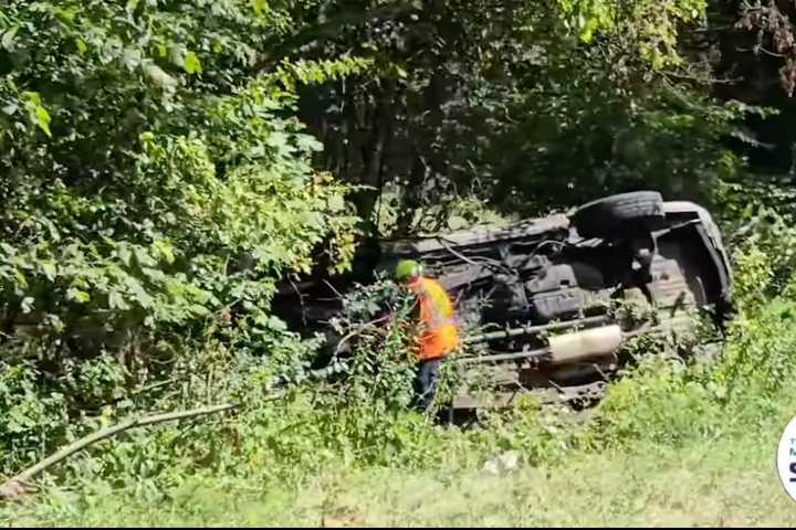 Car Flips On Palisades Parkway In NY After Possible Brake-Checking
