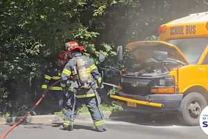VIDEO: School Bus Catches Fire On NY Street