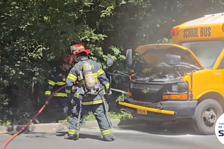 VIDEO: School Bus Catches Fire On NY Street