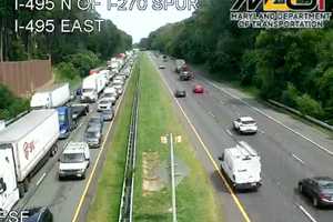 Miles-Long Backup After Tractor-Trailer Crash Shuts Down I-495 In Maryland (DEVELOPING)