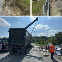 <p>The scene of the crash and spill in Stafford County.</p>