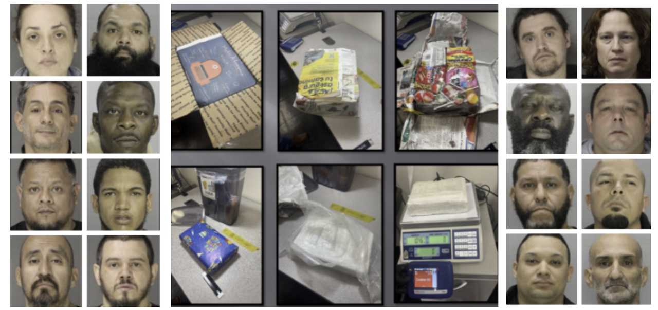 Some of the suspects arrested in the mail-order drug bust and the drugs seized in Reading, PA. Some of the suspects arrested in the mail-order drug bust and the drugs seized in Reading, PA.