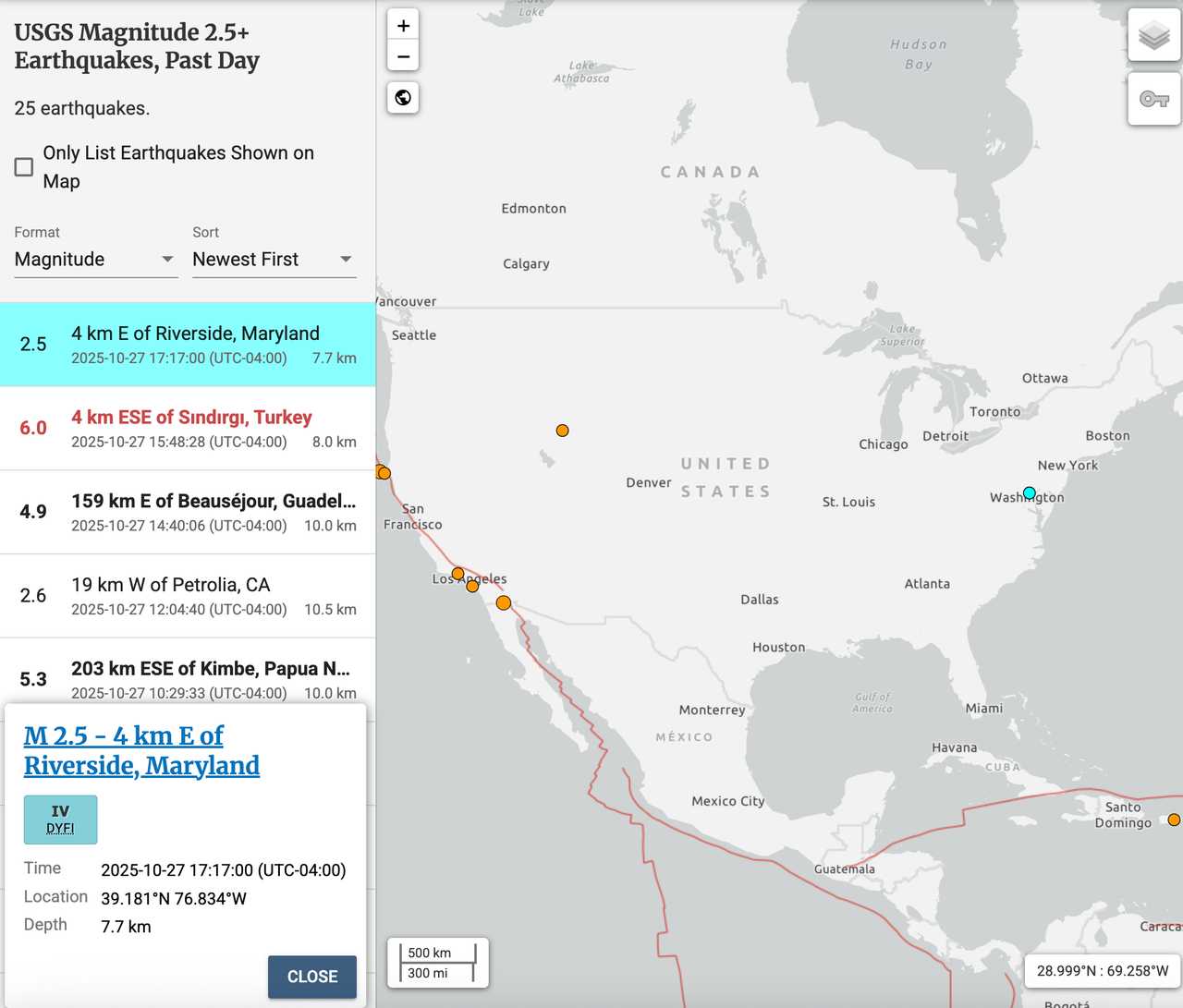 The earthquake in Maryland registered a 2.5. The earthquake in Maryland registered a 2.5.