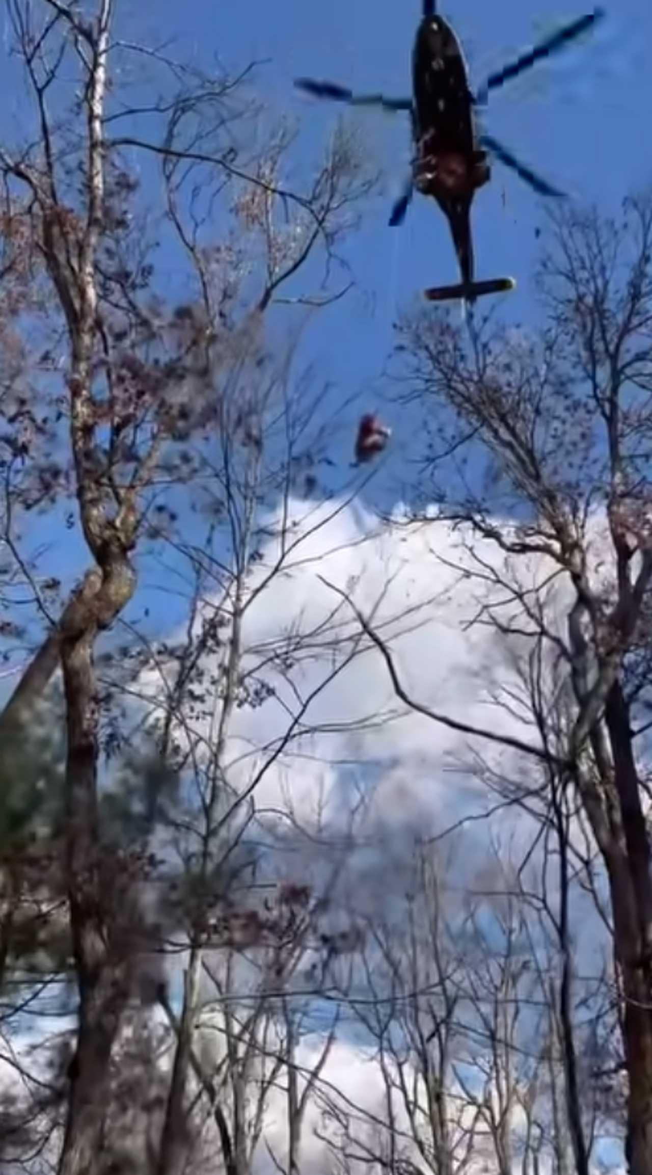 The hiker was hoisted to safety by a Maryland State Police helicopter. The hiker was hoisted to safety by a Maryland State Police helicopter.