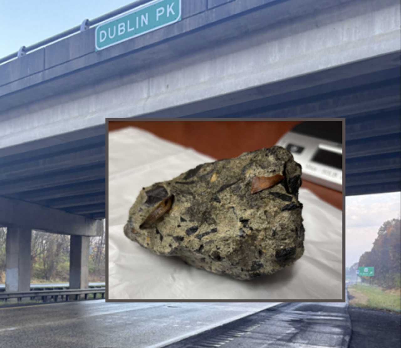 The concrete thrown from the overpass on PA Route 611